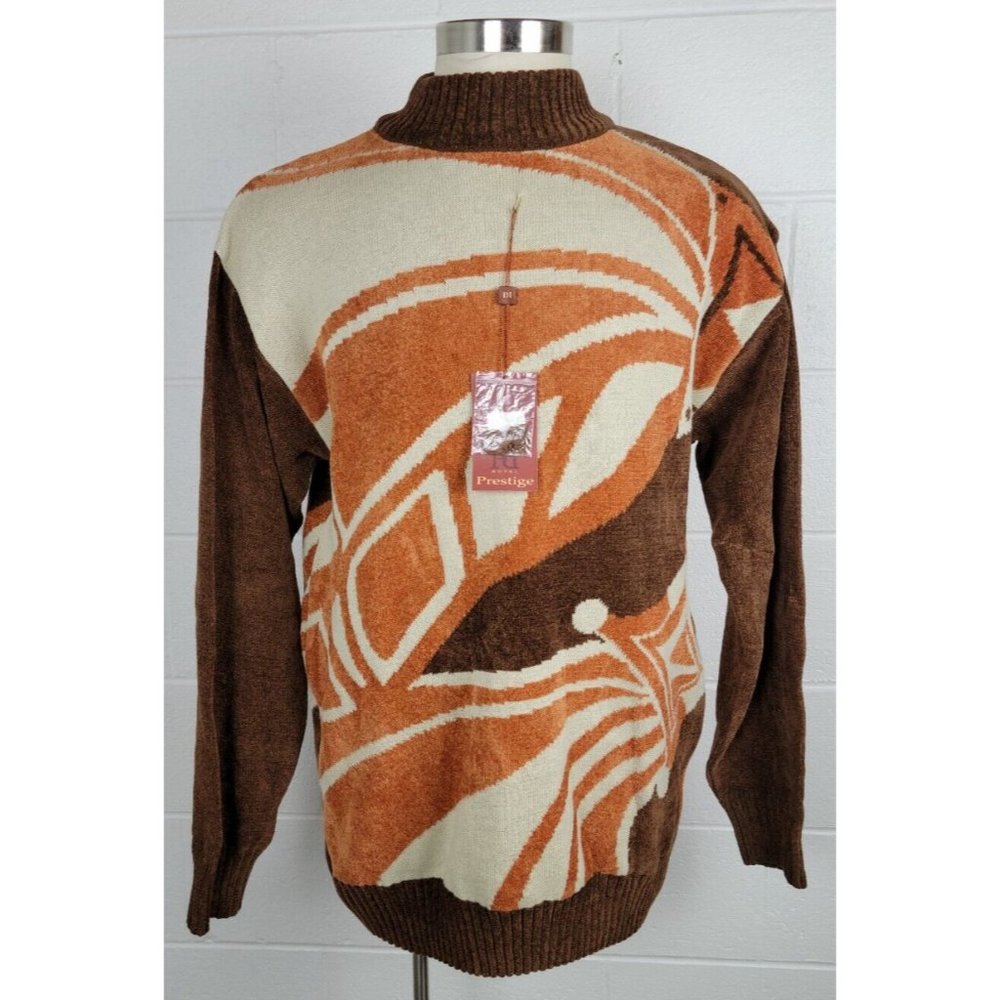 NWT Prestige Royal Brown Orange‎ Sweater CH544 Large
